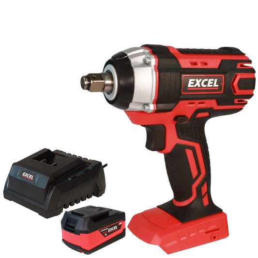 Excel 18V Cordless Impact Wrench 1/2" with 1 x 5.0Ah Battery & Charger
