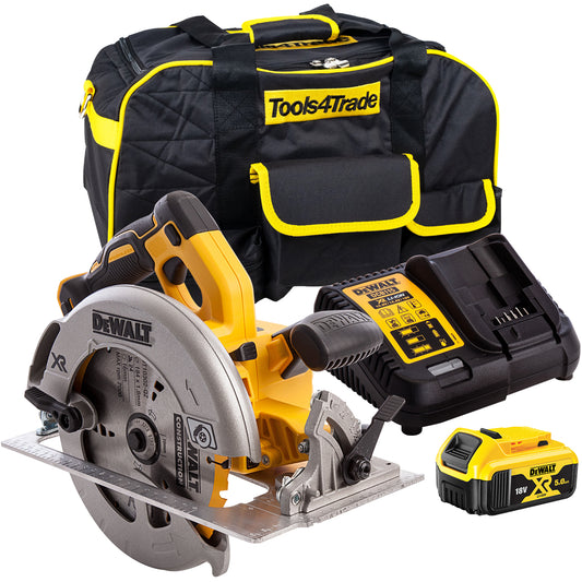 Dewalt DCS570P1 18V Brushless 184mm Circular Saw with 1 x 5.0Ah Battery & Charger in Bag