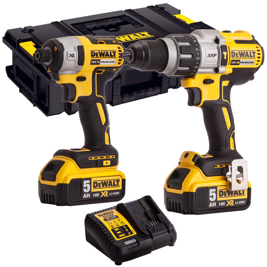 Dewalt DCK276P2 18V Brushless Twin Kit with 2 x 5.0Ah Battery Charger & Toughsystem Box