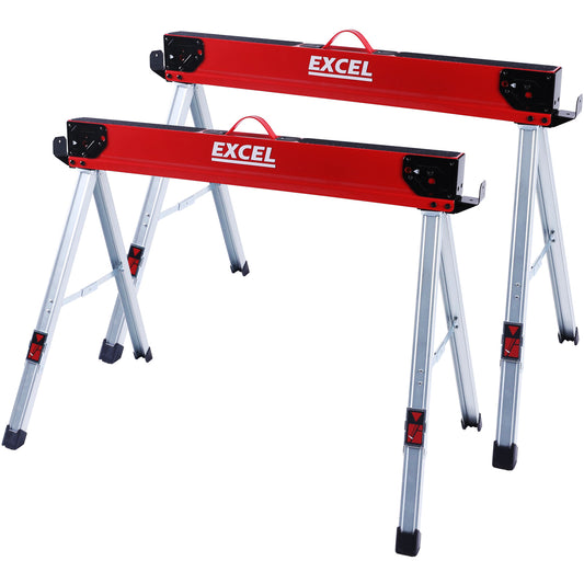 Excel Steel Sawhorse Heavy Duty Twin Pack 1000kg Capacity