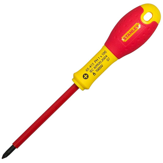 Stanley PH1 x 100mm FatMax VDE Insulated Screwdriver Phillips Tip STA065415