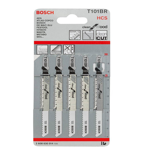Bosch 100mm Jigsaw Blades For Wood Clean Cut T101BR Pack Of 5