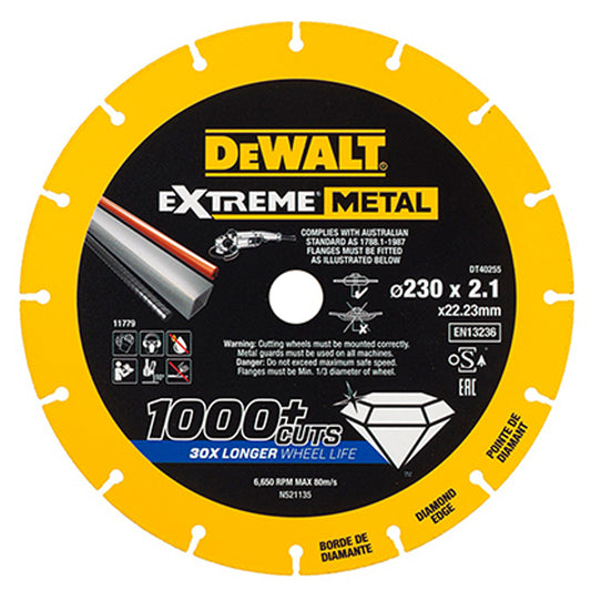 DeWalt 230mm Extreme Diamond Edge Metal Cutting Wheel DT40255