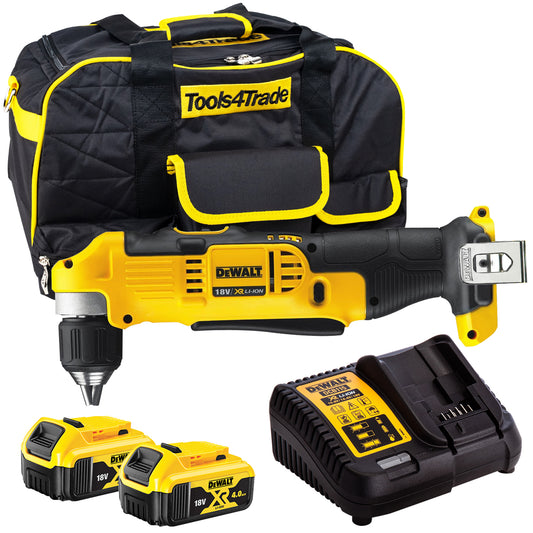 Dewalt DCD740N 18V Right Angle Drill with 2 x 4.0Ah Batteries & Charger in Bag