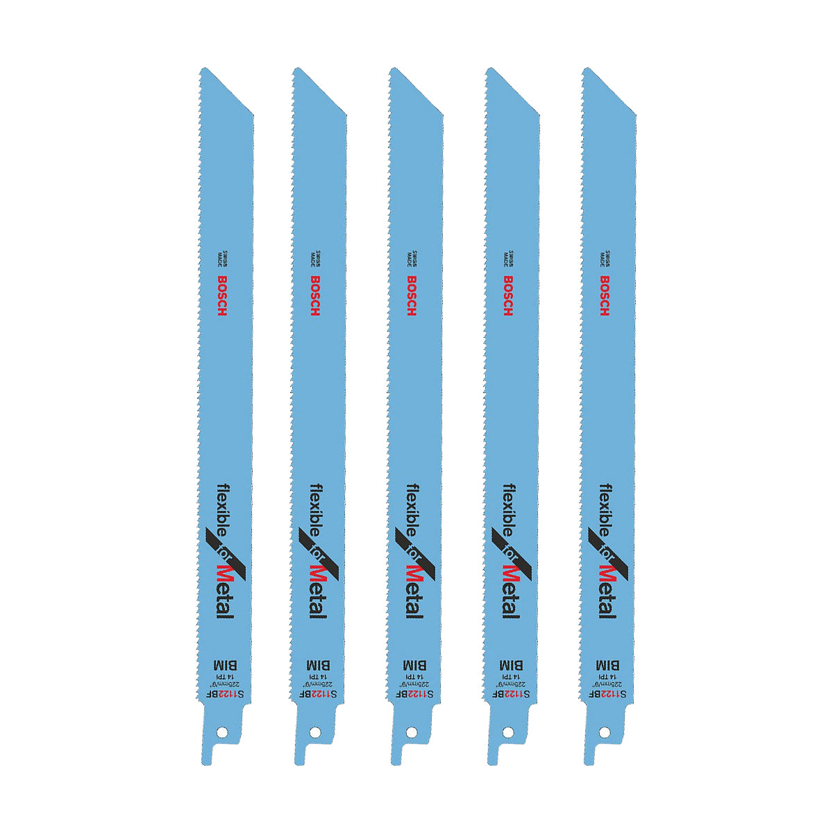 Bosch 225mm Sabre Saw Blades for Metal Long Life Fast Cut S1122BF Pack of 5