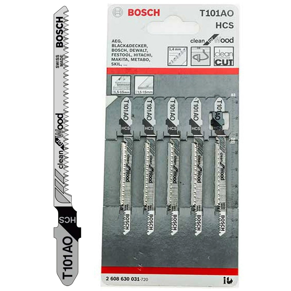 Bosch 83mm Wood Jigsaw Blade Pack of 5 T101AO
