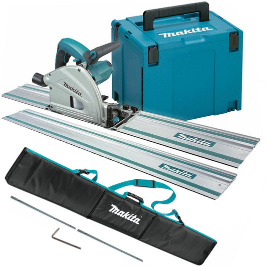 Makita SP6000J1/1 165mm Plunge Saw 110V with 2 x 1.5m Guide Rail in Bag + Connector & Case