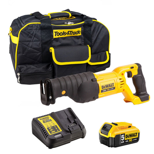 Dewalt DCS380N 18V Cordless Reciprocating Saw with 1 x 5.0Ah Battery Charger & Bag