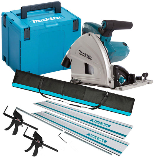 Makita SP6000J1 240V 165mm Plunge Saw in Case with 2 x Guide Rail Connector Bar & Clamp