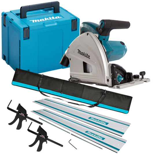 Makita SP6000J1/1 110V 165mm Plunge Saw in Case with 2 x Guide Rail Connector Bar & Clamp