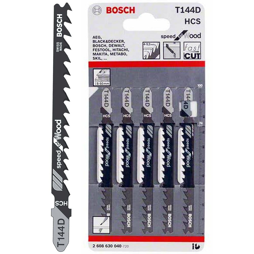 Bosch 100mm Wood Jigsaw Blade Pack of 5 T144D