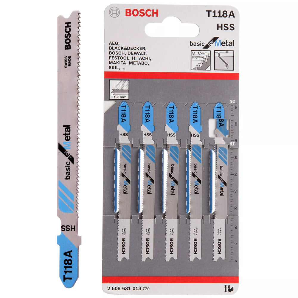 Bosch 92mm Sheet Steel Jigsaw Blade Pack of 5 T118A