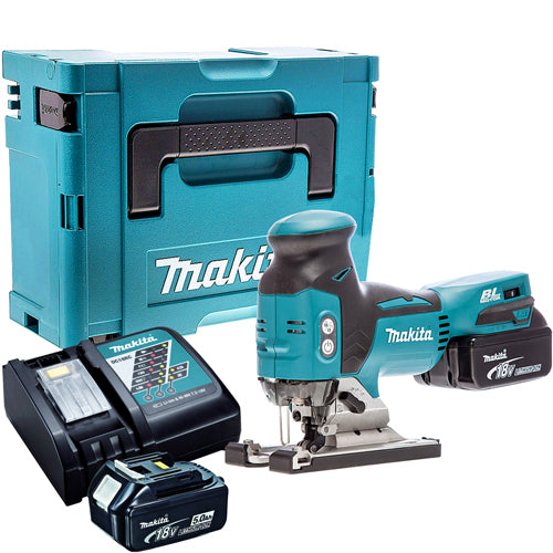 Makita DJV181Z 18V Brushless Jigsaw with 2 x 5.0Ah Batteries & Charger in Case