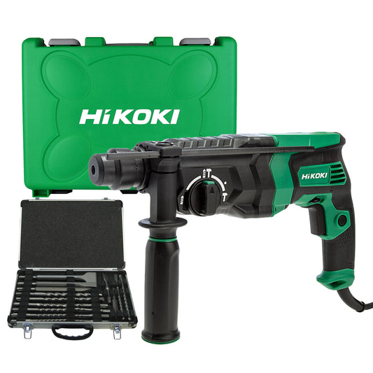 HiKOKI DH26PX2 SDS+ Rotary Hammer Drill 240V with 17 Piece Drill Bit Set