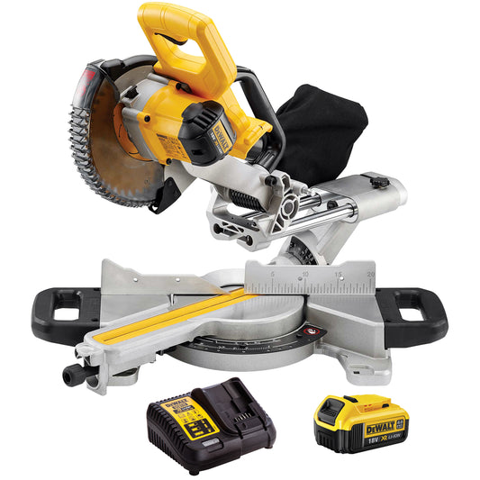 DeWalt DCS365N 18v XR 184mm XPS Slide Mitre Saw Body With 4.0Ah Battery & Charger