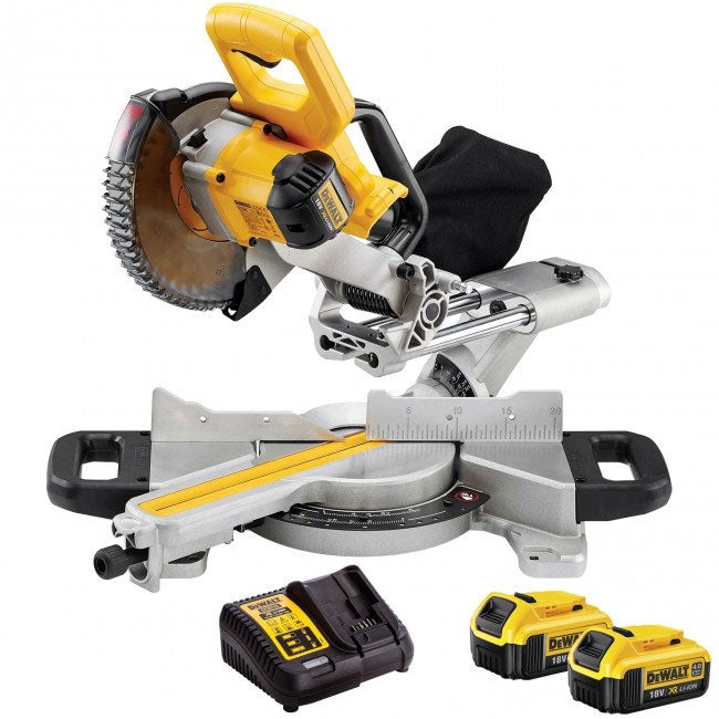 Dewalt DCS365N 18V Mitre Saw 184mm with 2 x 4.0Ah Batteries & Charger