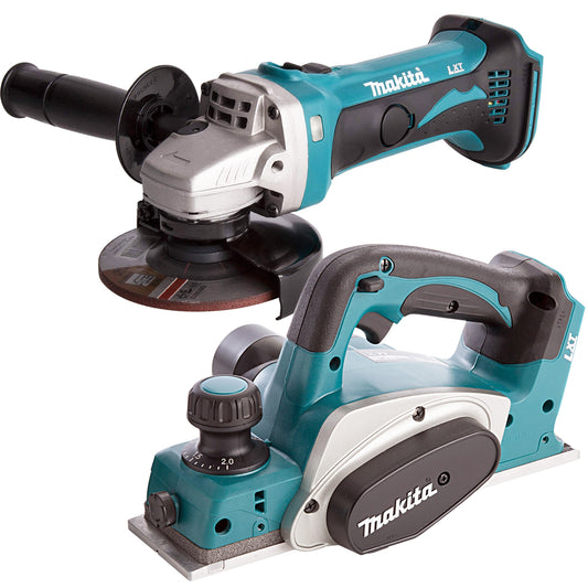 Makita 2 Piece 18V LXT 82mm Planer & 115mm Angle Grinder Body Only
