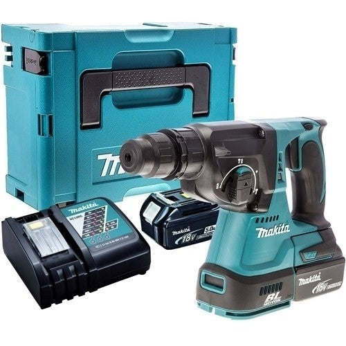 Makita DHR242Z 18V SDS+ Brushless Hammer Drill with 2 x 5.0Ah Batteries & Charger in Case