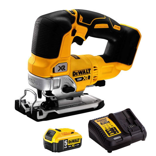 DeWalt DCS334N 18V Brushless Top Handle Jigsaw with 1 x 5.0Ah Battery & Charger