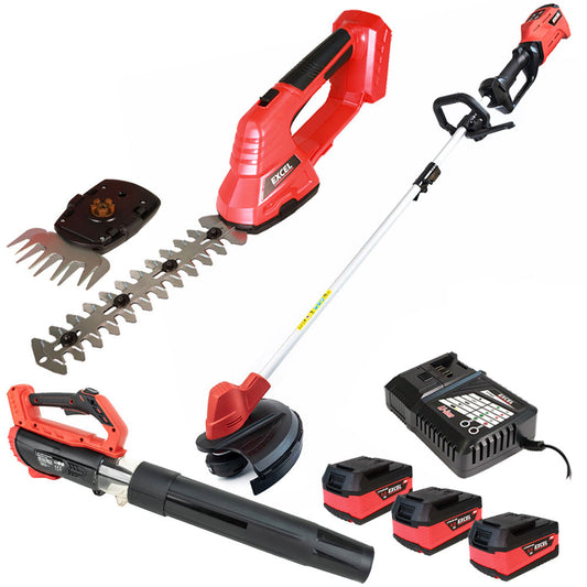 Excel 18V 3 Piece Garden Power Tools with 3 x 5.0Ah Battery & Charger EXL15003
