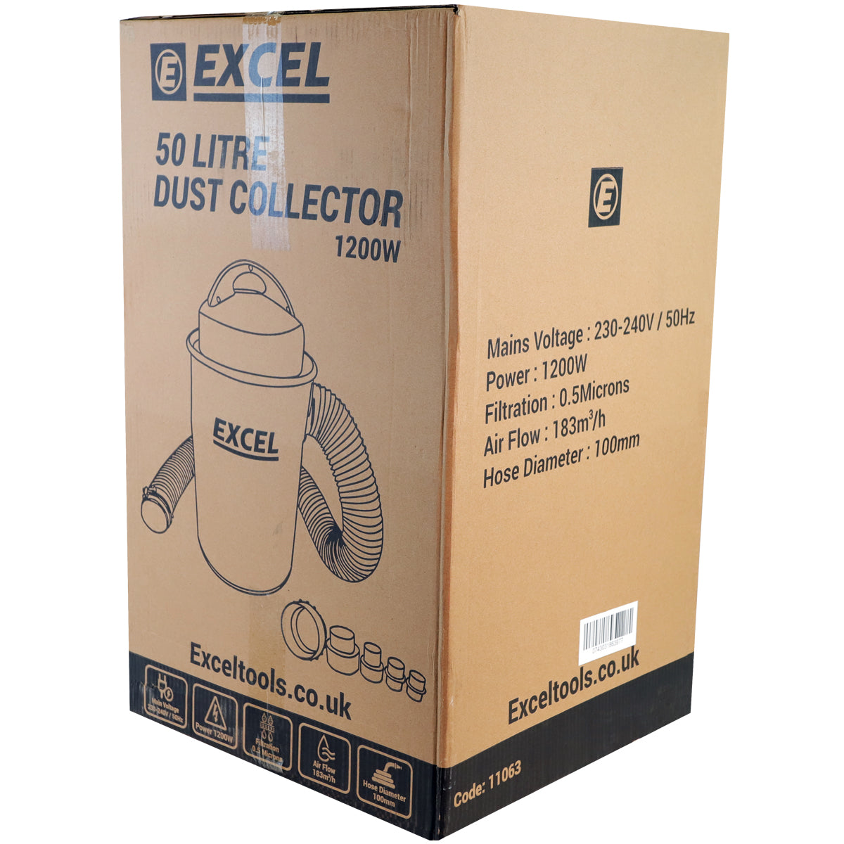 Excel Dust Extractor 50L Vacuum Cleaner & Adaptor Set 240V