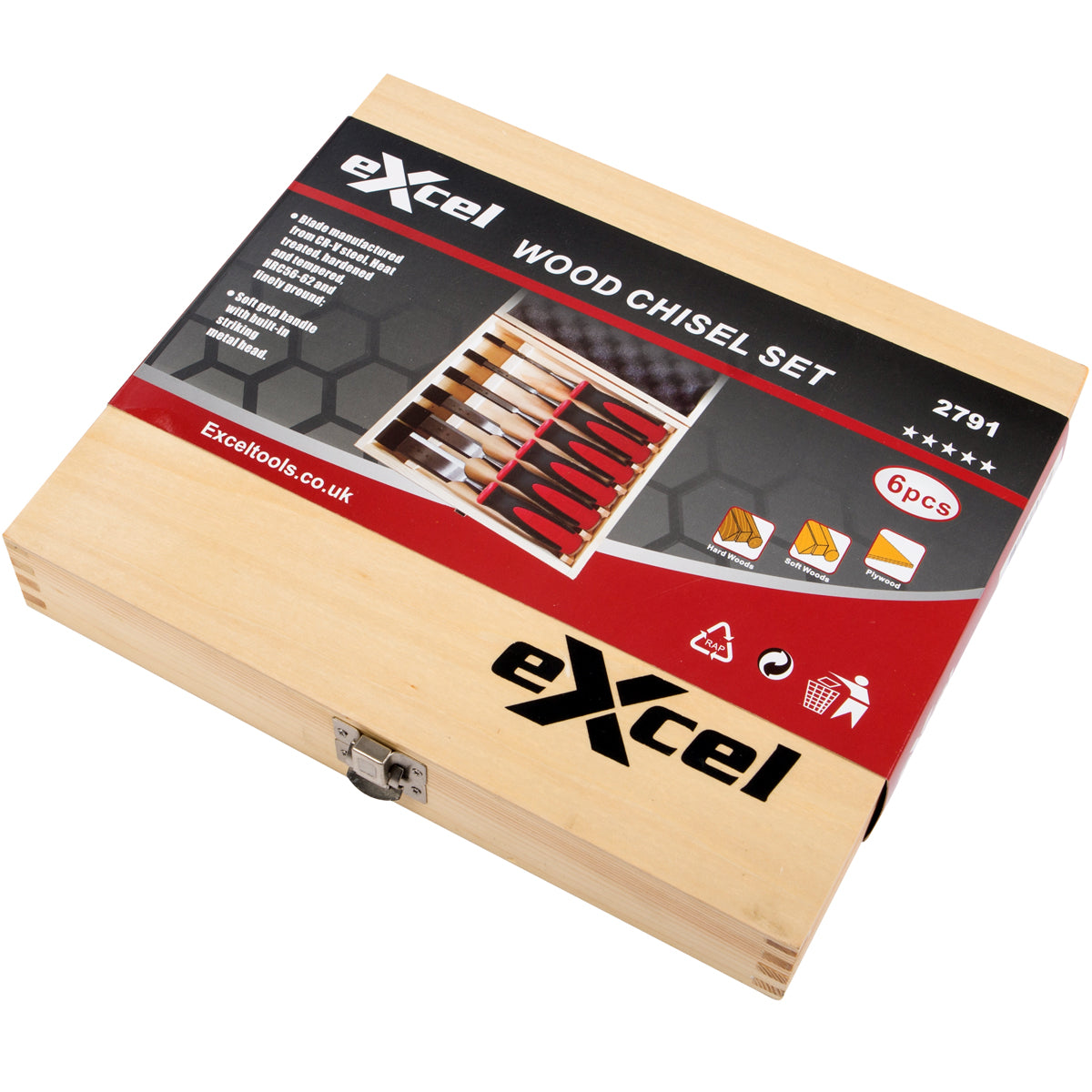 Excel Wood Chisel Bevel Edged Chrome Vanadium 6 Piece Set 6mm - 32mm