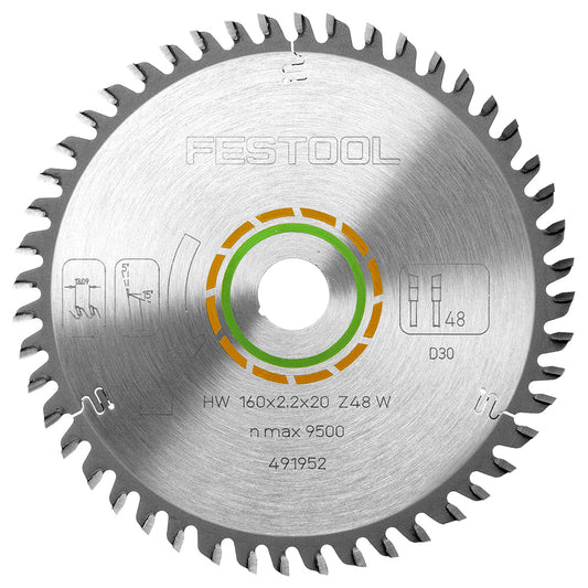 Festool 160mm x 20mm x 48T Fine Tooth Saw Blade For TS 55 and TSC 55 Circular Saws - 491952